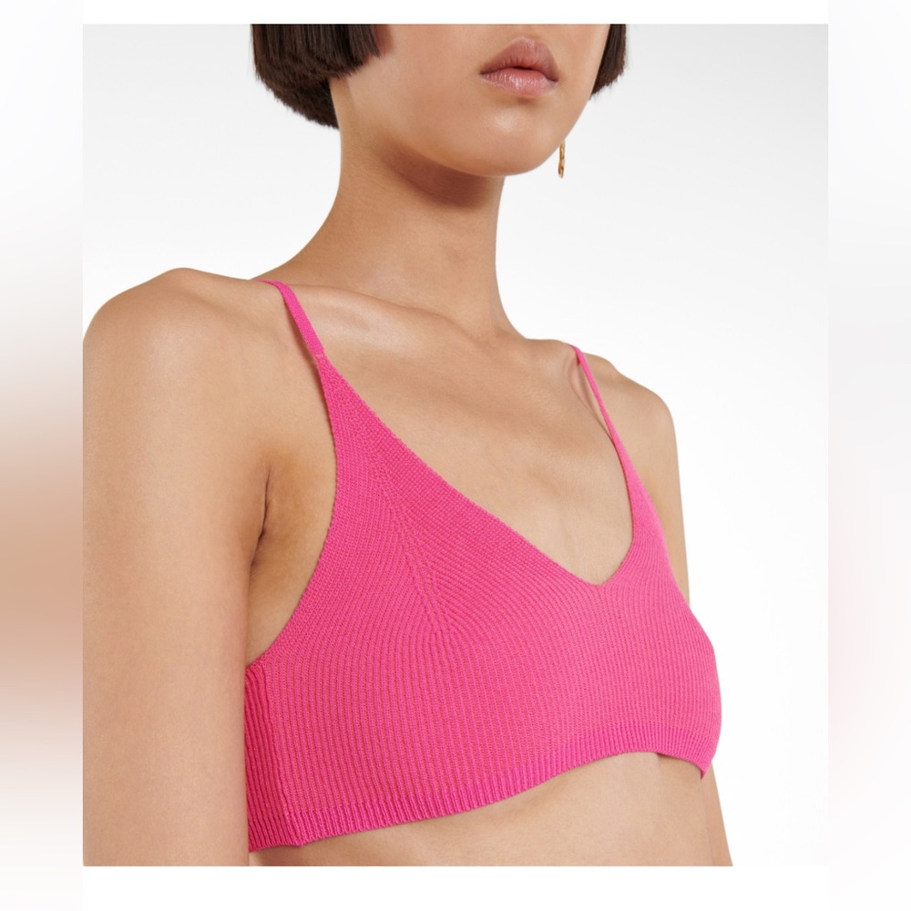 Jacquemus Le Bandeau Valensole Knit Bralette in Hot Pink size S